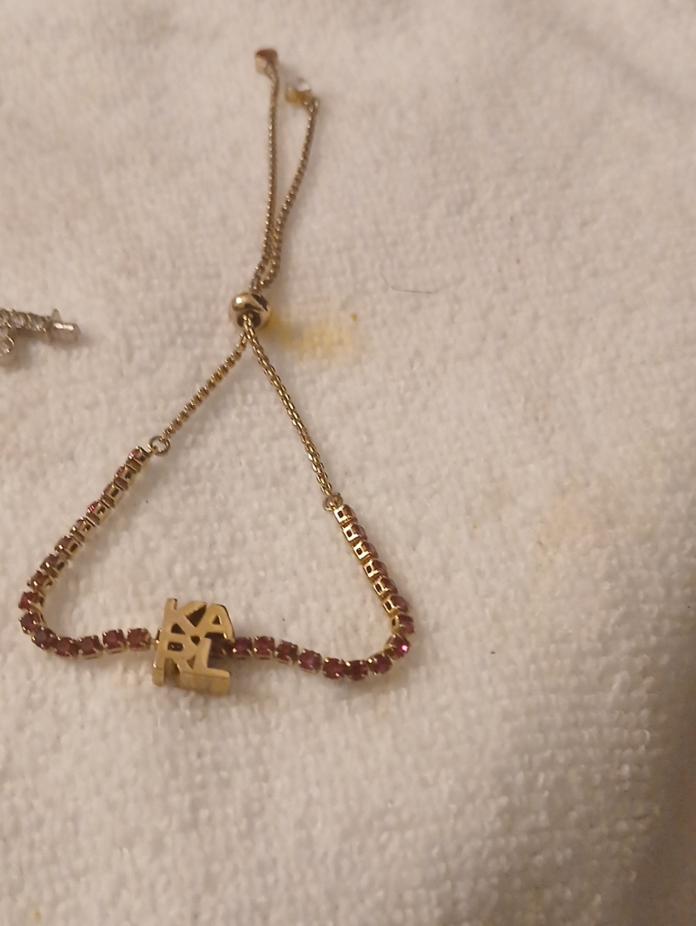 Gold-Tone Bracelet with Pink Stones and KARL LAGERFELD BRACRLET